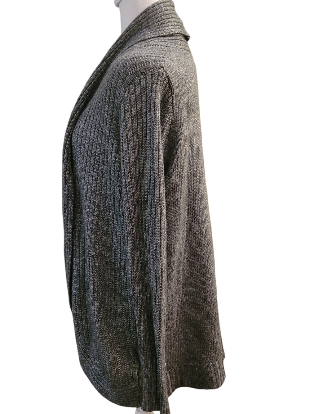 Joe Fresh Dark Gray Open-Front Ribbed Cardigan - Picture 3 of 6